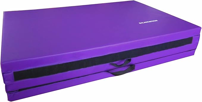 BalanceFrom 10x4 Feet 4-Panel Folding Gymnastics Mat – 2-Inch Thick Pad with Vinyl Surface and Carrying Handles for Tumbling, Yoga, Pilates, Home Workouts, and Martial Arts