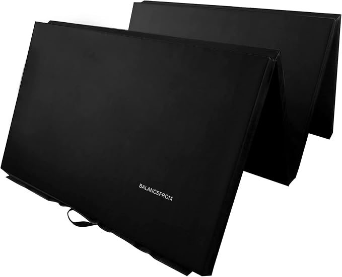 BalanceFrom 10x4 Feet 4-Panel Folding Gymnastics Mat – 2-Inch Thick Pad with Vinyl Surface and Carrying Handles for Tumbling, Yoga, Pilates, Home Workouts, and Martial Arts