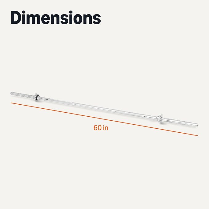 Amazon Basics 5ft Straight Barbell Bar with Star Locks, 1" Diameter