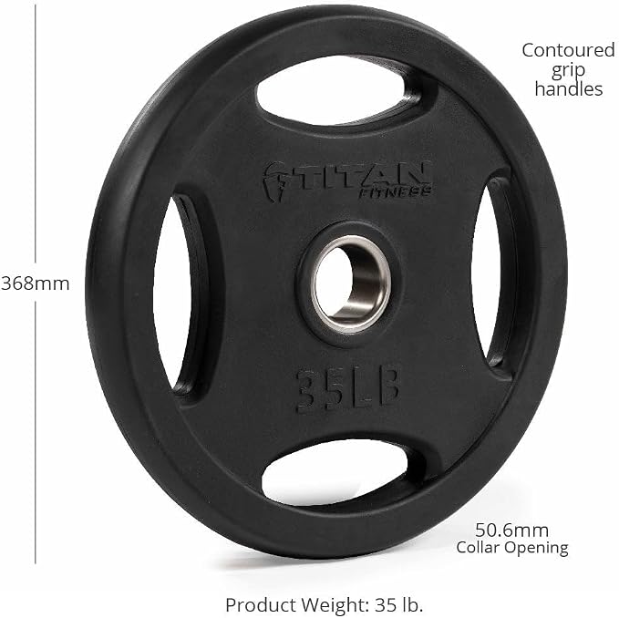 Titan Fitness Grip Plates, Cast Iron and Rubber Coating