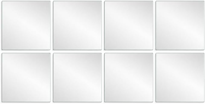 Home Gym Mirror Tiles for Wall,12" x 12" Frameless Glass Mirror Wall Mounted for Home Gym Mirror Yoga Bedroom Dancing Studio Dressing Room (8PCS)