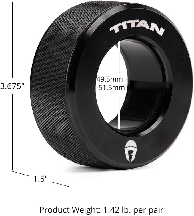 Titan Fitness TwistLock Pro Aluminum Barbell Collar Set, 59.5mm-51.5mm Sleeve Diameter, Quick Release Olympic Barbell Clamps, Pair of 2 Magnetic Aluminum Weight Clips with Easy-Grip Knurling