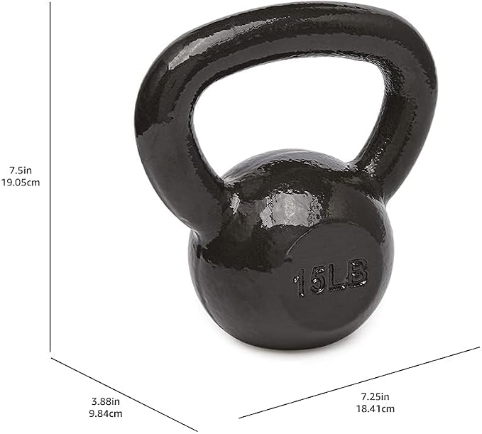 Amazon Basics Cast Iron Kettlebell for Strength Training, Textured Wide Handle, Black