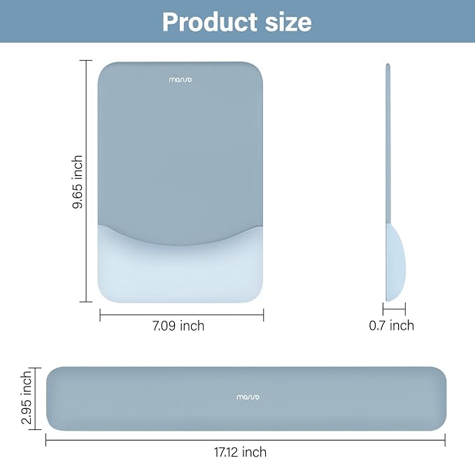 MOSISO Wrist Rest Support Mouse Pad & Keyboard Set, Aquamarine | Rectangular Ergonomic Mousepad, Non-Slip Base, Home/Office Pain Relief & Easy Typing, Neoprene Cloth & Raised Silicone Lining