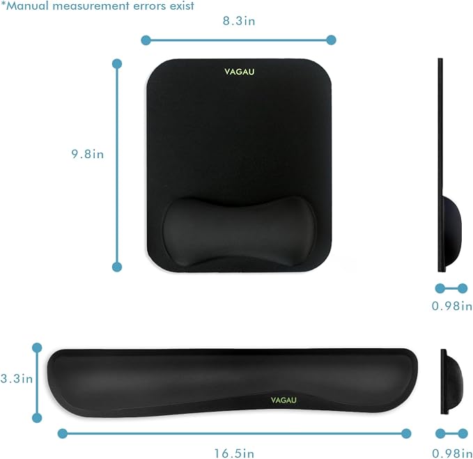 VAGAU Premium Keyboard Wrist Rest and Mouse Pad Wrist Support | Ergonomic Memory Foam Set for Office, Laptop, Mac, Computer and Gaming, Comfortable Typing &Wrist Pain Relief