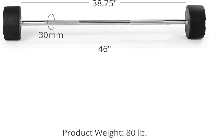 Titan Fitness Rubber Curl Fixed Barbells, Pre-Loaded Weight Bar for Strength Training & Weightlifting