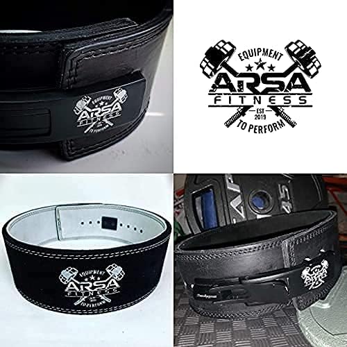 Arsa Fitness Weightlifting Adjustable Lever Belt for Men & Women Real Cow Hide Leather for Powerlifting Back Support Workout Deadlifts Squats 10MM Thickness 4" Width - Nighthawk