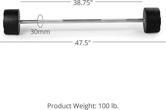 Titan Fitness Rubber Curl Fixed Barbells, Pre-Loaded Weight Bar for Strength Training & Weightlifting