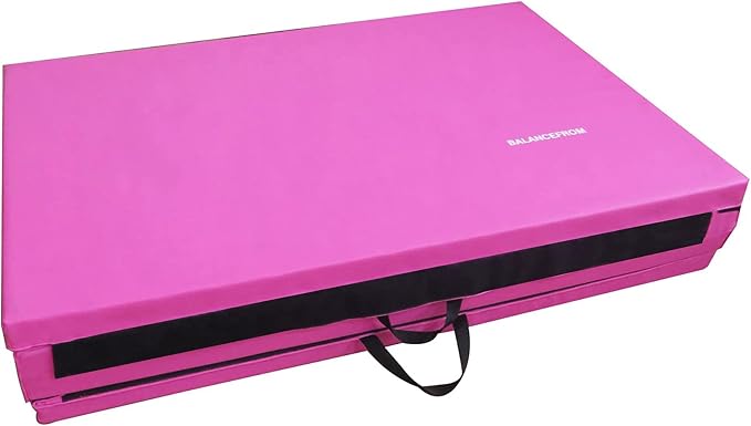 BalanceFrom 10x4 Feet 4-Panel Folding Gymnastics Mat – 2-Inch Thick Pad with Vinyl Surface and Carrying Handles for Tumbling, Yoga, Pilates, Home Workouts, and Martial Arts