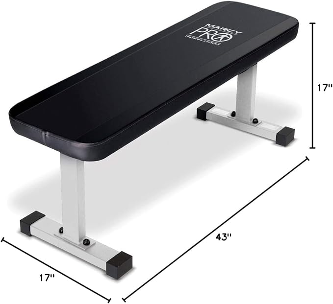 Marcy Flat Utility Flat Strength Training Home Gym Lifting Weight Bench, White