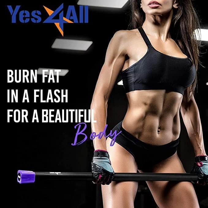 Yes4All Total Body Workout Weighted Bar, Resistance Band Bar, Racks for Strength Training, Exercise Bar for Yoga in Home and Gym - Single/Combo