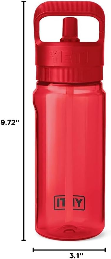 YETI Yonder 600 ml/20 oz Water Bottle with Yonder Straw Cap, Rescue Red