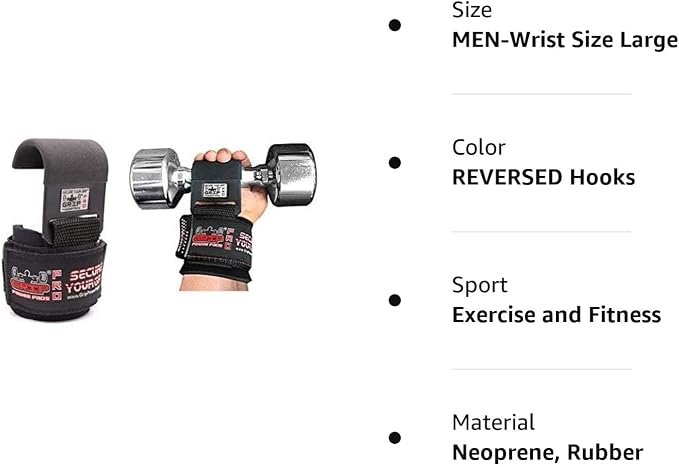 Weight Lifting Rod Hooks Heavy Duty Wrist Wraps Power Weight Lifting Training Gym Grips Straps Set of 2