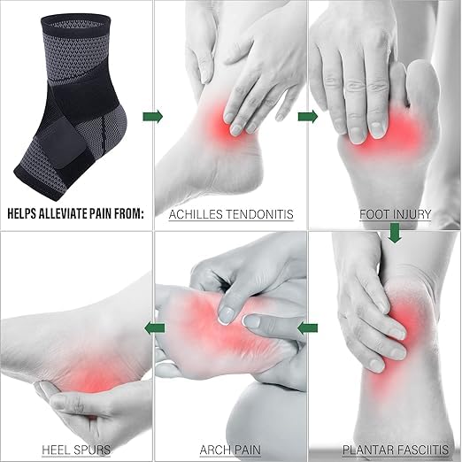 Ankle Brace for Men Women Adjustable Ankle Support Compression Sleeve - L | Foot Brace Ankle Wrap for Plantar Fasciitis, Achilles Tendonitis, Sprained Ankle Pain Relief