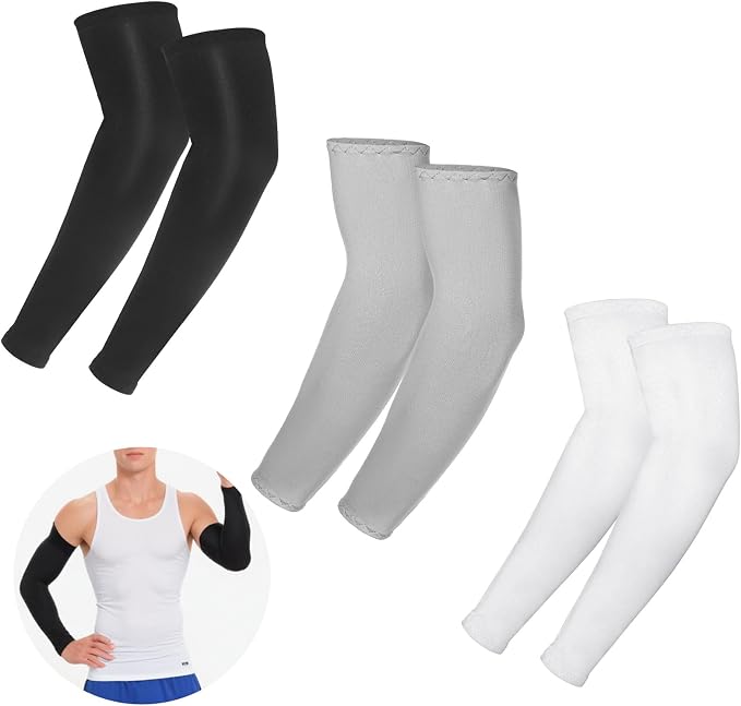 3Pairs Arm Sleeves for Kids, Outdoor Breathable Elastic Ice Sleeve for Youth Basketball Football Baseball Sports