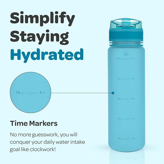 Hydracy Motivational Water Bottle with Time Marker & Fruit Infuser 17 oz | BPA-Free Tritan, Leakproof Flip-Top Lid,No-Sweat Sleeve,Carry Strap,Daily Intake Tracking for Gym,Sports,Outdoors