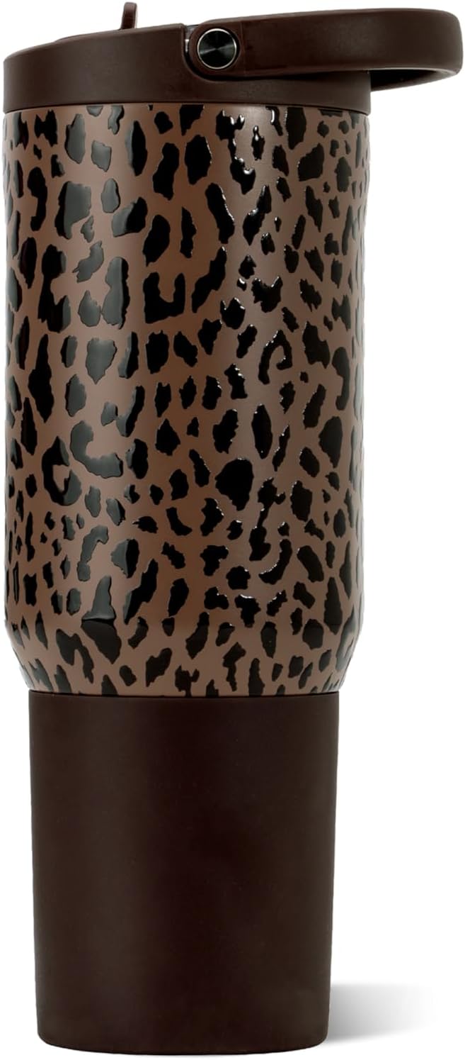 HydroJug Sport 20 oz Insulated Stainless Steel Water Bottle, Brown Leopard