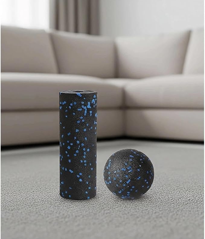 Mini Foam Roller & Massage Ball Set, Travel Muscle Recovery Kit | Compact portable set including 6-inch foam roller and 3.2-inch ball, great for travel, back, legs and muscle recovery.
