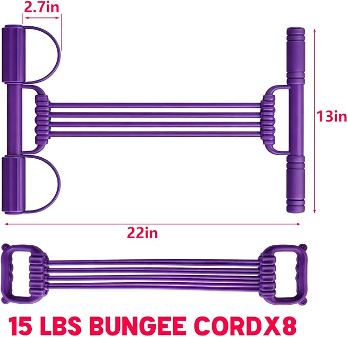 3 in 1 Adjustable Pedal Resistance Band, 8-Tube Multifunction Tension Rope, Natural Latex sit-up Trainer Resistance Band Suitable for Fat Loss and Full-Body Shaping Workout