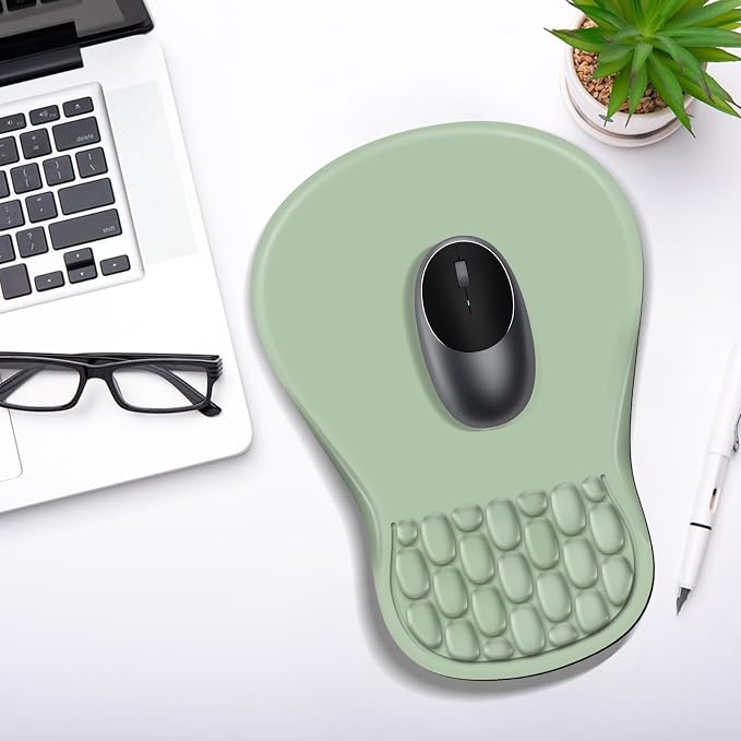 YIWEI Ergonomic Mouse Pad with Wrist Rest for Carpal Tunnel Pain Relief | Memory Foam Wrist Support,Non-Slip Rubber Base, Keyboard Computer Mousepad,Lycra Cloth Surface,Gaming Home Office