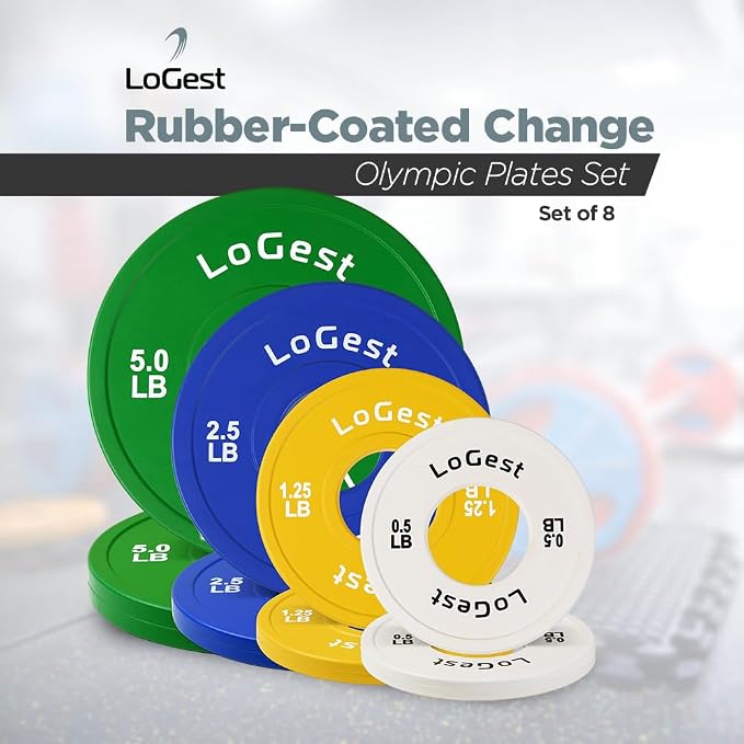 Logest Change Weight Plates 0.50LB 1.25LB 2.5LB 5LB Set Weight Plates for Olympic Bars Perfect for Strength Training Weight Plates Exercise Balance Increase Fractional Plate Olympic Bumper Plates