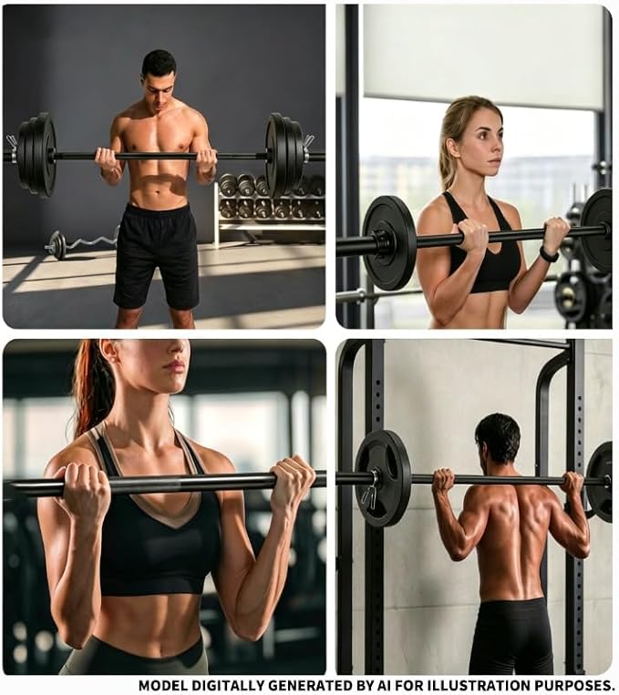 Olympic Barbell Bar 4FT, 350LB Straight Weight Lifting Bar, Fits 2-Inch Olympic Plates, Rotating Sleeves, 2 Spring Collars, Knurled Strength Training Bar for Home Gym