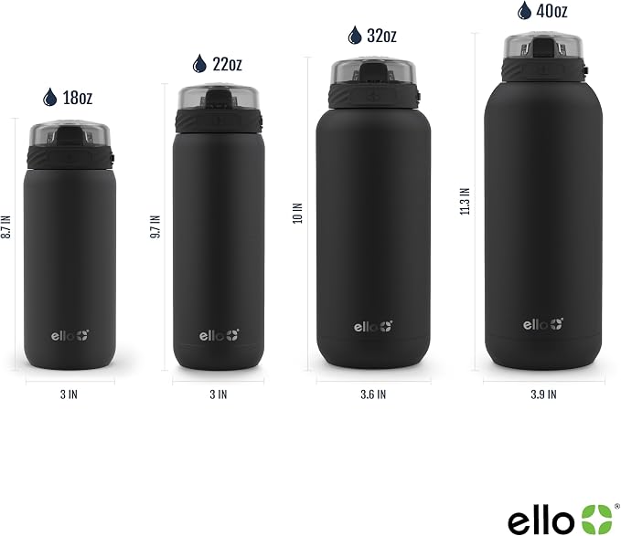 Ello Cooper 22oz Insulated Stainless Steel Water Bottle with Straw, Figgy Pudding