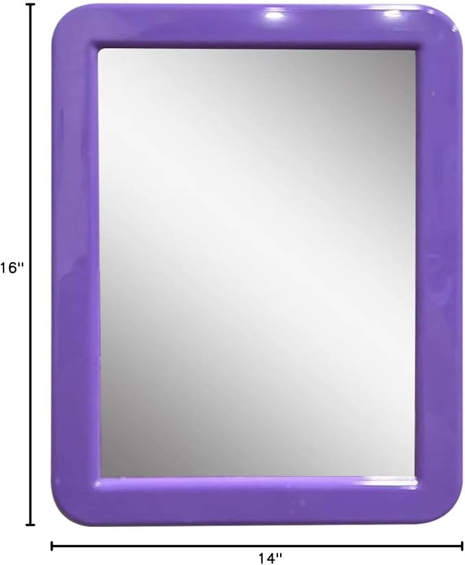 PTY Magnetic Real Glass Mirror for School or Gym Locker, 5" x 7" Purple Framed - Locker Accessory - Small Makeup Mirror for Fridge, Toolbox, Office Cabinet, Workshop