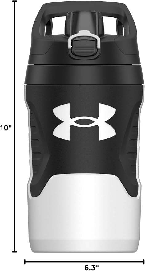 Under Armour 32 oz Insulated Water Bottles - Sports Water Jug with Fence Hook, Leak Resistant for Baseball, Football & More, 32 oz Insulated, White/Black