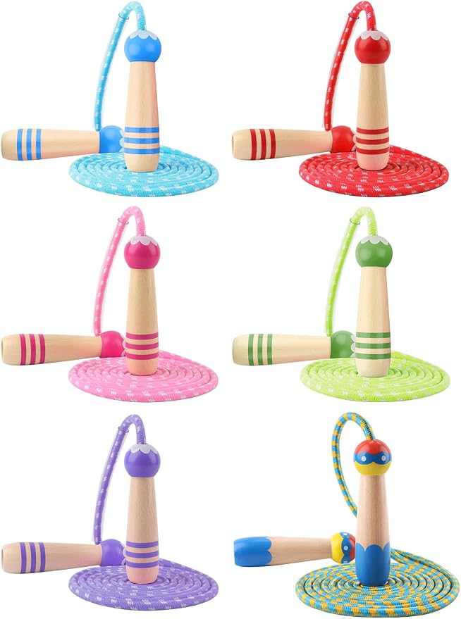 Jump Rope for Kids, Lorvain Adjustable Skipping Rope | Kids Jump Ropes with Wooden Handle for Girls Boys, Weighted Jumping Ropes for Fitness Workout Exercise Outdoor Fun Activity