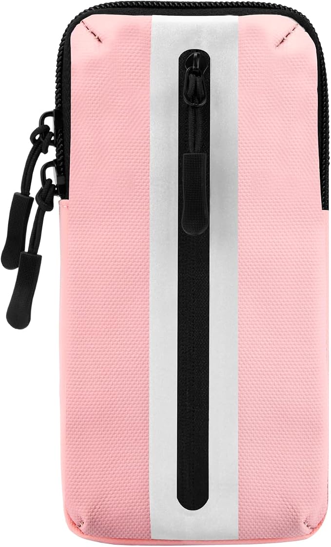 Prime Comfort Running Phone Holder Armband, iPhone Arm Bands for Exercise, Running Arm Bands for Cell Phone, Phone Purse Cell Phone Holder for Walking (Pink)