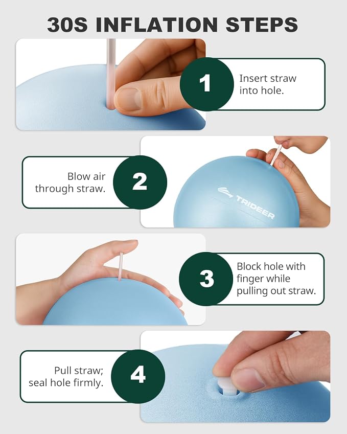 Trideer 9-Inch Pilates Ball, Small Exercise Ball Pilates Equipments for Yoga, Physical Therapy, Pregnancy, Postpartum, Core Training, Balance, Stability and Stretching
