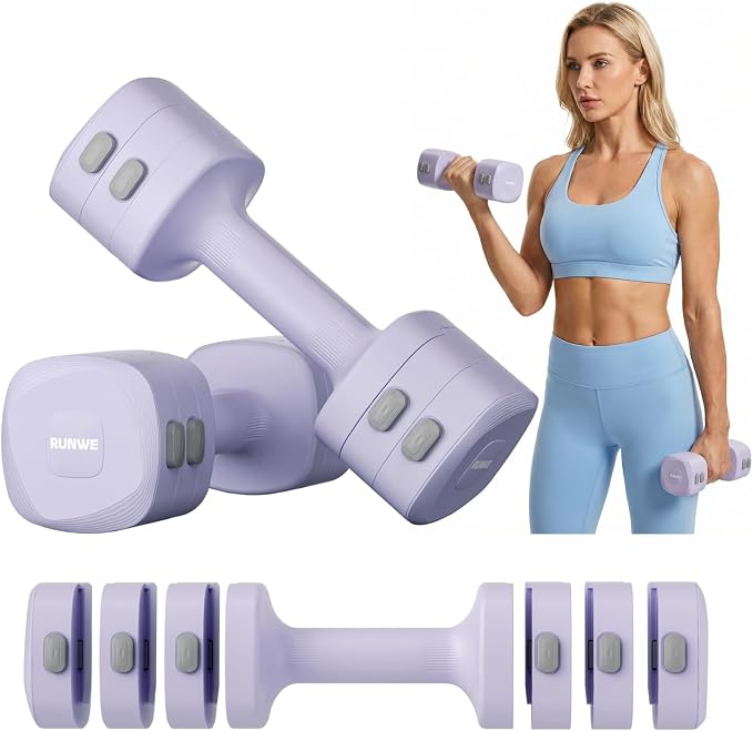 Lightweight Adjustable Dumbbell Kettlebell Set - 4 in 1 Free Weight Set with Kettlebell Grip Converter, Each 2.2 3.3 4.4 5.5lb Quick Change Weight Women Dumbbell Set for Small Spaces Home Gym