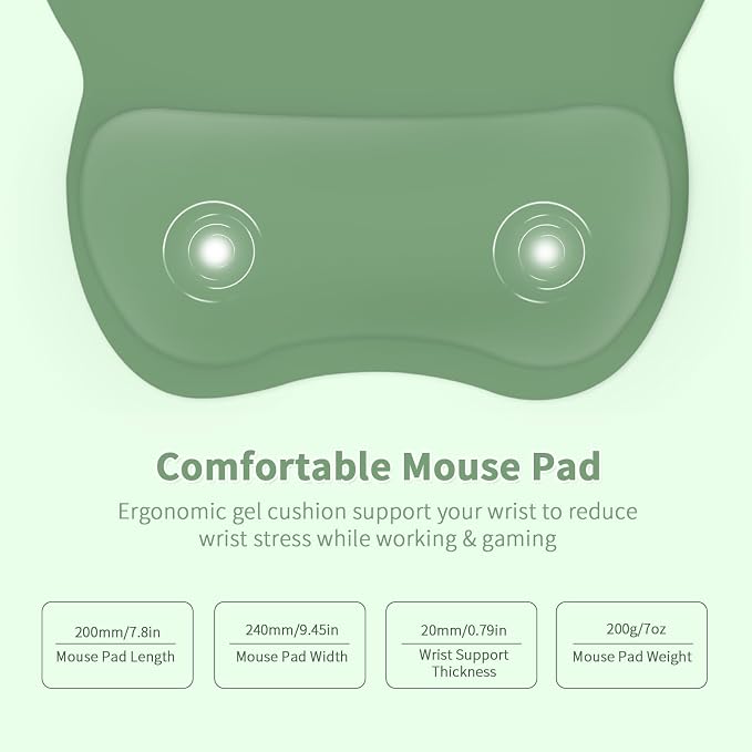EooCoo Ergonomic Mouse Pad with Wrist Rest, Memory Foam Support Mousepad | Non-Slip Base for Computer, Cafe, Home & Office, 9.64 x 8.26 in Office Desk Accessories, Carpal Tunnel Relief