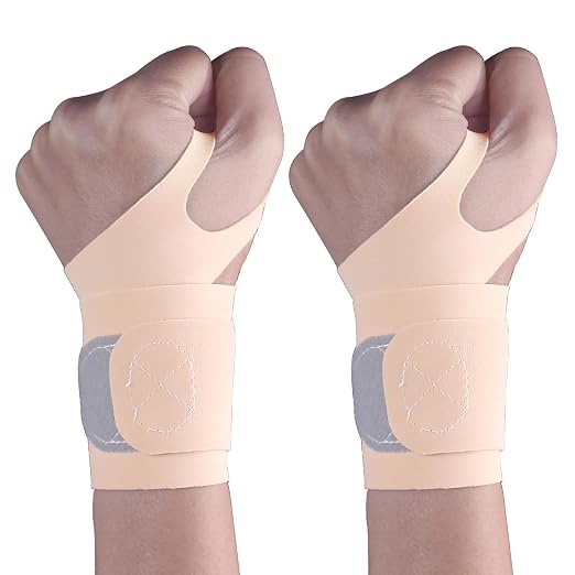 2 Pcs Ultra-Thin Wrist Brace Support for Carpal Tunnel, Pain Relief, Arthritis, Tendonitis, Elastic Wrist Wraps Right and Left Hands - Compression and Support for Fitness Enthusiasts (All Skin Tone)
