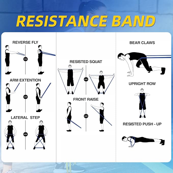 WHATAFIT Resistance Bands, Pull Up Assist Bands with Handles, Door Anchor | Natural Latex Rubber, Progressive Tension, Exercise Loop for Full-Body Fitness, Portable Gym Bag, Warm-Up & Stretch