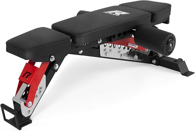 RitFit 3-Section Adjustable Weight Bench for Home Gym, 1600LB Capacity | Incline Decline Flat, 10 Backrest & 5 Headrest Positions, Full Body Strength Training with 14GA Steel Frame