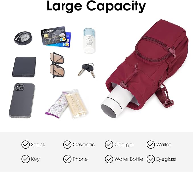 sportsnew 40oz Insulated Crossbody Water Bottle Bag Gym Hiking Phone Pocket | Water-resistant Lining, Padded Strap, Top Handle, Drawstring, Phone Pocket, Elastic Slots, Built-In Key Clip for Gym Walking