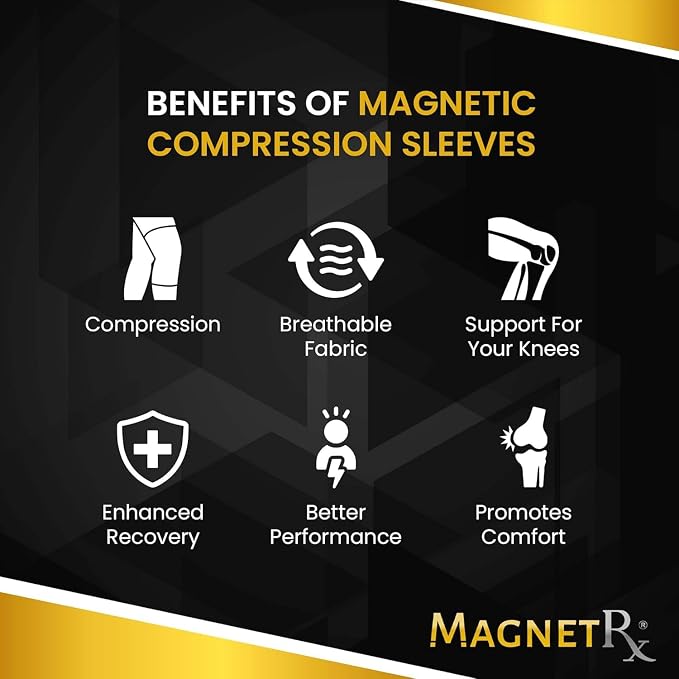 MagnetRX® Magnetic Knee Sleeve – (2-Pack) Effective Compression Knee Brace with Magnets for Knee Comfort & Recovery – Magnetic Knee Brace Support (Small)