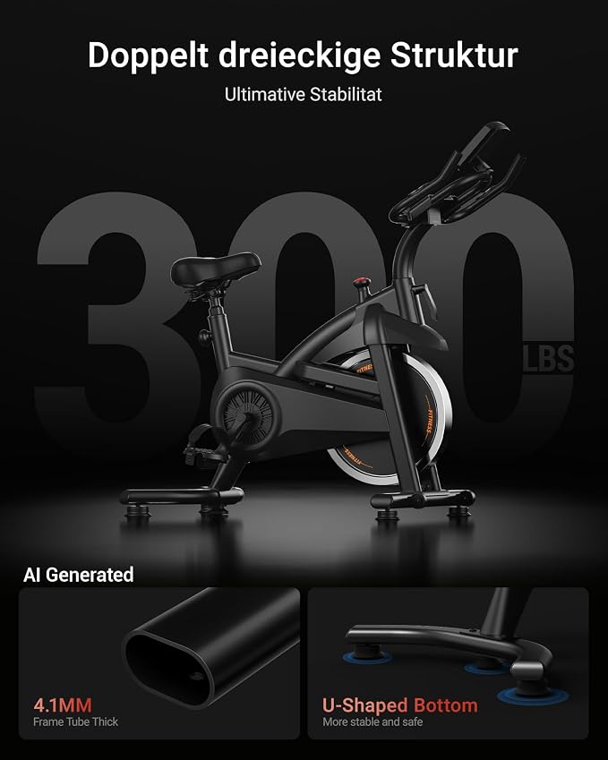 CURSOR FITNESS Exercise Bike, Brake Pad Stationary Bike for Home with Exclusive App, Stationary Bikes for Home with 300 lb Weight, Indoor Cycling Spin Bike Workout Bike with Extra Comfort Seat