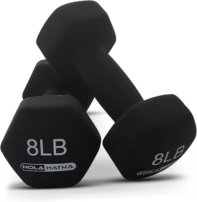 HolaHatha 1, 2 and 3 lb Neoprene Dumbbell Strength Training Weight Set with Rack