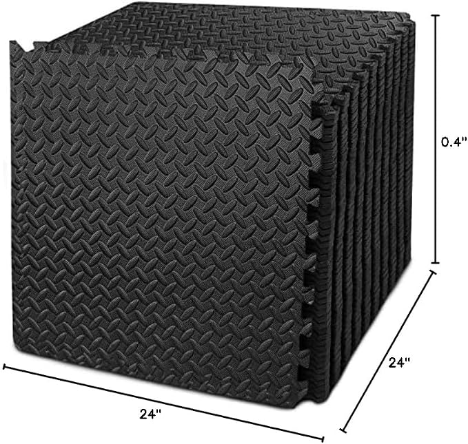 BEAUTYOVO Puzzle Exercise Mat with 12/24/48 Tiles Interlocking Foam Gym Mats, 24'' x 24'' EVA Foam Floor Tiles, Protective Flooring Mats for Gym Equipment