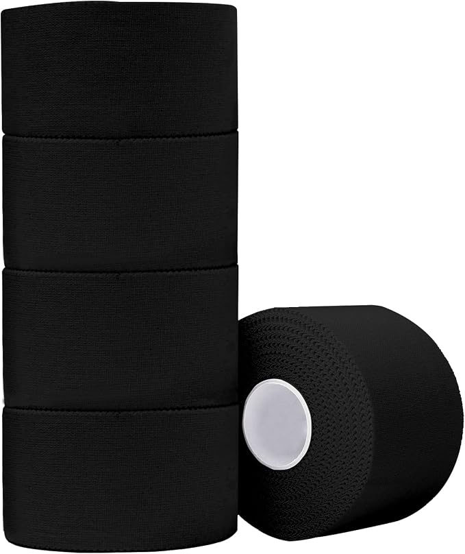 ADMITRY Athletic Tape,5 Pack Black Sports Tape | Strong Stick No Sticky Residue for Hockey Climbing Sports Medical Splints