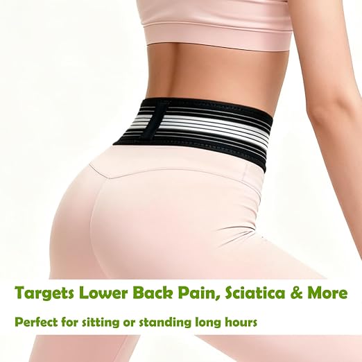 Lightweight Lower Back Brace for Women Men, Narrow&Thin Lumbar Support Belt w/ Adjustable Dual Compression Straps Alleviate Pain in Lower Back, Leg, Pelvic, Hip, Sciatic Pain/Good for Work Excercise