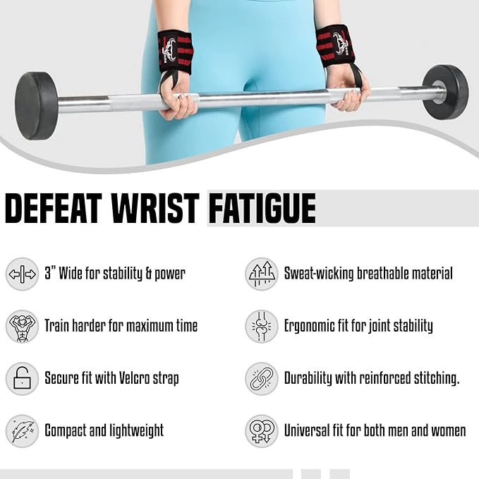 Wrist Wraps for Weightlifting - Adjustable Lifting Straps With Thumb Loop for Enhanced Gym Support, Powerlifting, Bodybuilding and Workout