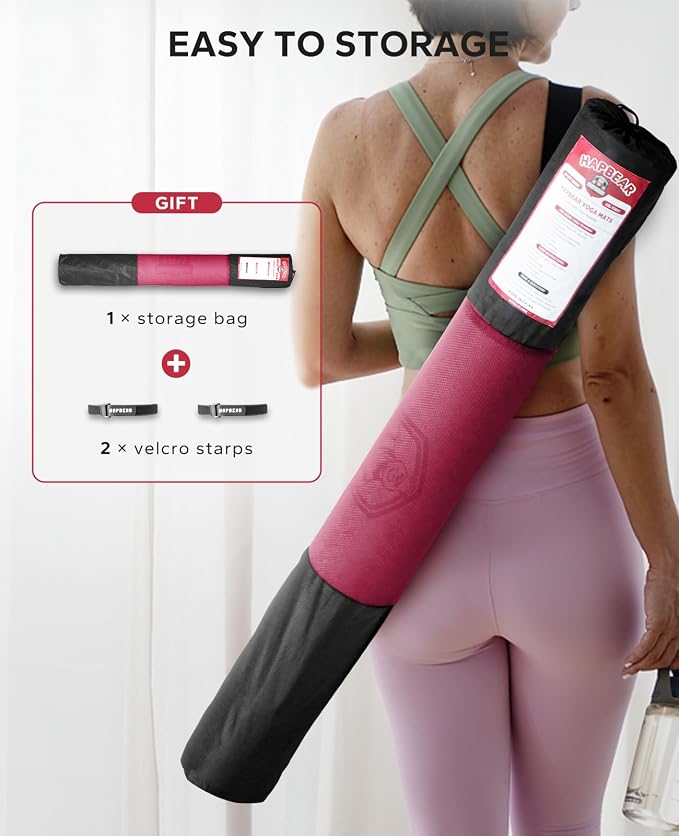 HAPBEAR Extra Large Yoga Mat - 72"x48"x6mm (1/4 inch), Non-Slip, Durable, Thick Wide Exercise Mat for Home Workouts, Yoga, Pilates, Stretching and Cardio Workouts
