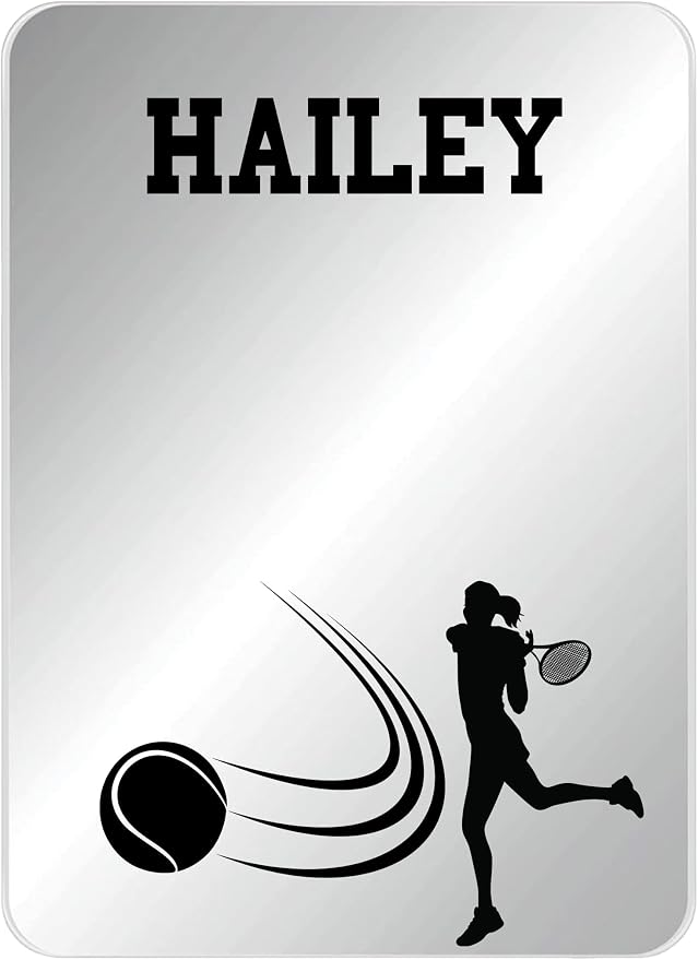 Personalized Sports Player Fan Team Club Locker Mirror Magnet – Back to School Decor, Colorful Magnetic Organizer Accessory for Gym, Home, Office & Refrigerator (Tennis Female)