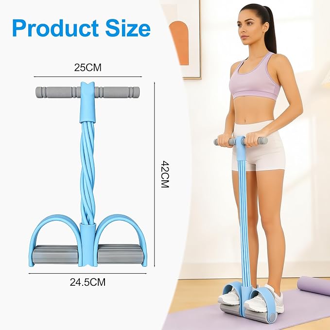 2026 New 8-Tube Pedal Resistance Band with Handles, Multifunction Foot Pedal Tension Rope Fitness Equipment, Natural Rubber Exercise Puller for Abs, Arms, Waist & Leg Training