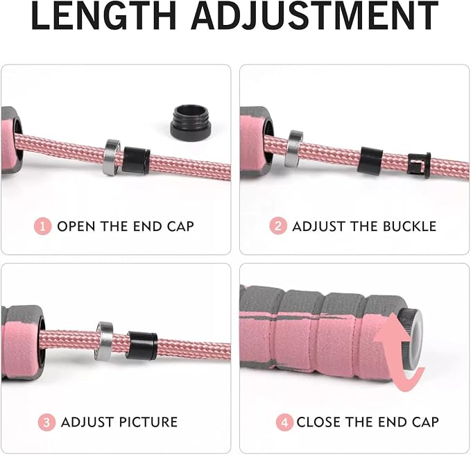 Jump Rope Cotton Adjustable Skipping Weighted jumprope for Women,Adult and Children Athletic Fitness Exercise Jumping Rope (Pink)
