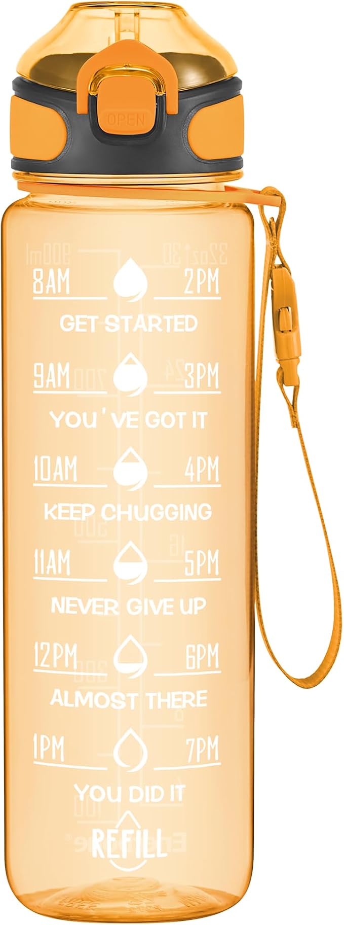 Enerbone 32 oz Water Bottle with Times to Drink and Straw, Motivational Drinking Water Bottles with Carrying Strap, Leakproof BPA & Toxic Free, Ensure You Drink Enough Water for Fitness Gym Outdoor